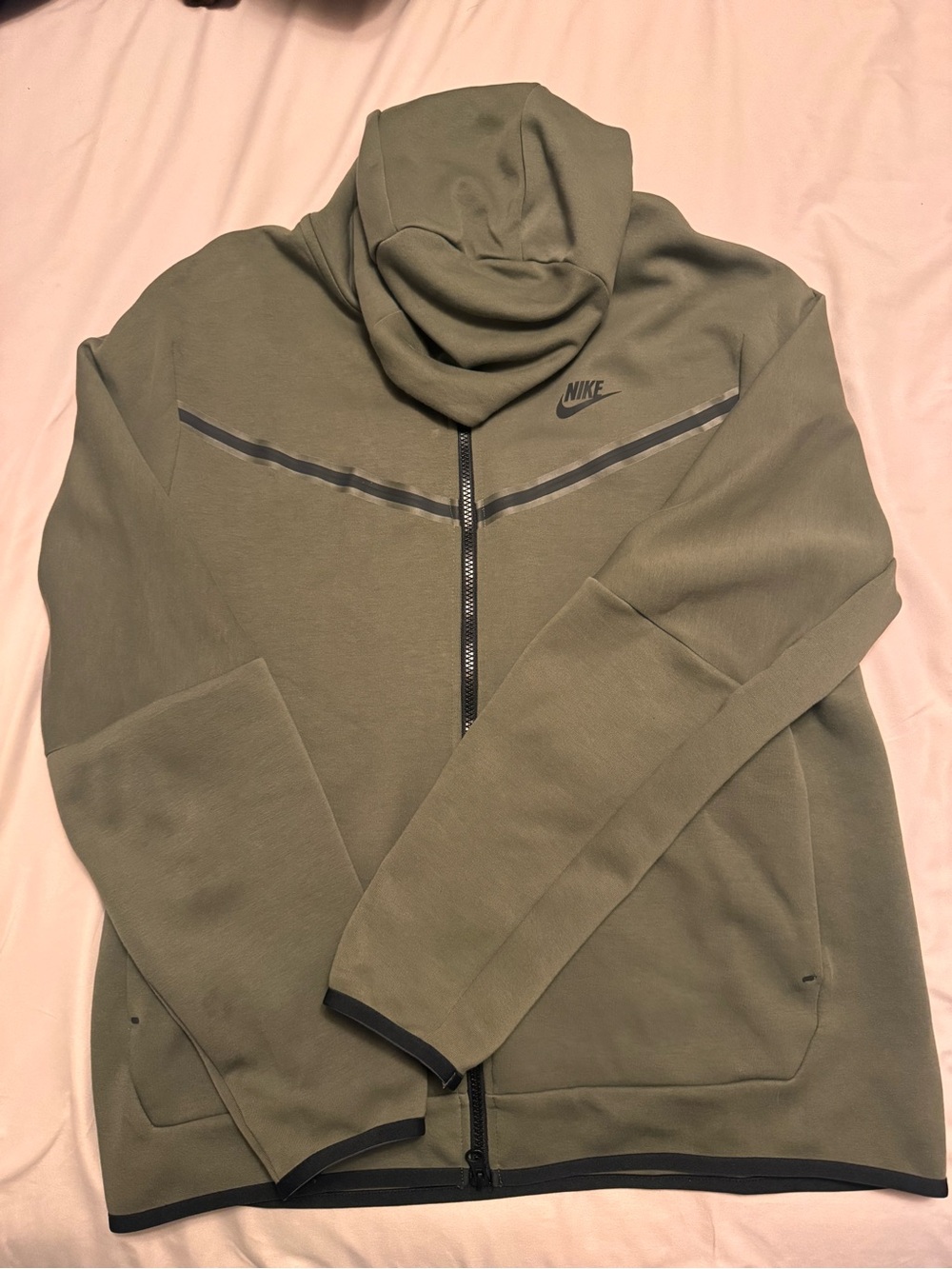 Nike Men's Olive Tech Fleece Full-Zip Hoodie